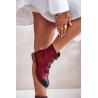 Warm Women's Ankle Boots with Zipper Burgundy Evalith - ASA62-30 CZERWONY