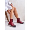 Warm Women's Ankle Boots with Zipper Burgundy Evalith - ASA62-30 CZERWONY