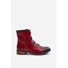 Warm Women's Ankle Boots with Zipper Burgundy Evalith - ASA62-30 CZERWONY