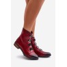 Warm Women's Ankle Boots with Zipper Burgundy Evalith - ASA62-30 CZERWONY