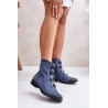 Warm Women's Zip Ankle Boots Blue Evalith - ASA62-30 NIEBIESKI