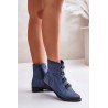 Warm Women's Zip Ankle Boots Blue Evalith - ASA62-30 NIEBIESKI