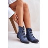 Warm Women's Zip Ankle Boots Blue Evalith - ASA62-30 NIEBIESKI