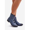 Warm Women's Zip Ankle Boots Blue Evalith - ASA62-30 NIEBIESKI