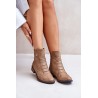 Warm Women's Ankle Boots on Flat Heel Gold Labise - ASA62-16 ZŁOTY