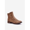 Warm Women's Ankle Boots on Flat Heel Gold Labise - ASA62-16 ZŁOTY