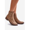 Warm Women's Ankle Boots on Flat Heel Gold Labise - ASA62-16 ZŁOTY