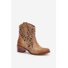 Women'S Ankle Boots With Perforated Pattern Beige Lewski 3394/2 - 3394/2 BEŻ B.WELUR