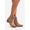 Women'S Ankle Boots With Perforated Pattern Beige Lewski 3394/2 - 3394/2 BEŻ B.WELUR