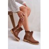 Low Women's Boots On Flat Heel Suede Lewski 3624 Brown - 3624 TABACO WELUR