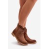 Low Women's Boots On Flat Heel Suede Lewski 3624 Brown - 3624 TABACO WELUR