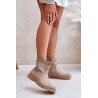 Low Women's Ankle Boots With Flat Heel Leather Lewski 3624 Beige - 3624 LATTE GROCH