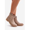 Low Women's Ankle Boots With Flat Heel Leather Lewski 3624 Beige - 3624 LATTE GROCH