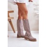 Women's Suede Knee High Boots Lewski 3615 Cappuccino - 3615 CAPPUCINO WEL