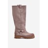 Women's Suede Knee High Boots Lewski 3615 Cappuccino - 3615 CAPPUCINO WEL