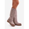 Women's Suede Knee High Boots Lewski 3615 Cappuccino - 3615 CAPPUCINO WEL