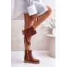 Leather Women's Ankle Boots Flat Heels Brown Lewski 3610 - 3610 NAPPA CAMEL