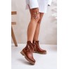 Leather Women's Ankle Boots Flat Heels Brown Lewski 3610 - 3610 NAPPA CAMEL