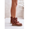 Leather Women's Ankle Boots Flat Heels Brown Lewski 3610 - 3610 NAPPA CAMEL