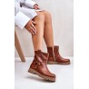 Leather Women's Ankle Boots Flat Heels Brown Lewski 3610 - 3610 NAPPA CAMEL