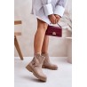 Women's Leather Ankle Boots Flat Heel Beige Lewski 3610 - 3610 LATTE GROCH