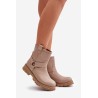 Women's Leather Ankle Boots Flat Heel Beige Lewski 3610 - 3610 LATTE GROCH