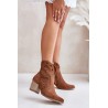 Cutout Cowboy Ankle Boots Suede Heeled Brown Lewski 3613 - 3613 TABACO WELUR