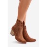 Cutout Cowboy Ankle Boots Suede Heeled Brown Lewski 3613 - 3613 TABACO WELUR