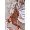 Cutout Cowboy Ankle Boots Suede Heeled Brown Lewski 3613 - 3613 TABACO WELUR