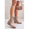 Cutout Cowboy Ankle Boots Leather Heeled Beige Lewski 3613 - 3613 LATTE GROCH