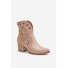 Cutout Cowboy Ankle Boots Leather Heeled Beige Lewski 3613 - 3613 LATTE GROCH