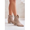 Cutout Cowboy Ankle Boots Leather Heeled Beige Lewski 3613 - 3613 LATTE GROCH