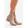 Cutout Cowboy Ankle Boots Leather Heeled Beige Lewski 3613 - 3613 LATTE GROCH