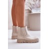 Women Slip-On Boots On Flat Heel Leather Light Beige Lewski 3611 - 3611 MLEKO GROCH