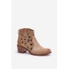 Perforated Suede Ankle Boots Beige Lewski Shoes 3170/2 - 3170/2 BEŻ B.WELUR