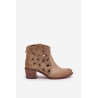 Perforated Suede Ankle Boots Beige Lewski Shoes 3170/2 - 3170/2 BEŻ B.WELUR