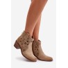 Perforated Suede Ankle Boots Beige Lewski Shoes 3170/2 - 3170/2 BEŻ B.WELUR