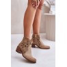 Perforated Suede Ankle Boots Beige Lewski Shoes 3170/2 - 3170/2 BEŻ B.WELUR