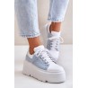 Leather Sneakers On Massive Platform Denim White Lewski 3586 - 3586 BIAŁ LICO/J.JEANS