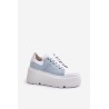 Leather Sneakers On Massive Platform Denim White Lewski 3586 - 3586 BIAŁ LICO/J.JEANS