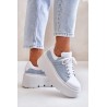 Leather Sneakers On Massive Platform Denim White Lewski 3586 - 3586 BIAŁ LICO/J.JEANS