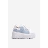 Leather Sneakers On Massive Platform Denim White Lewski 3586 - 3586 BIAŁ LICO/J.JEANS