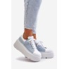 Leather Sneakers On Massive Platform Denim White Lewski 3586 - 3586 BIAŁ LICO/J.JEANS