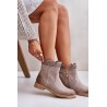 Low Women's Ankle Boots With Flat Heel Suede Lewski 3624 Cappuccino - 3624 CAPPUCINO WEL