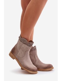 Low Women's Ankle Boots With Flat Heel Suede Lewski 3624 Cappuccino - 3624 CAPPUCINO WEL