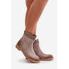 Low Women's Ankle Boots With Flat Heel Suede Lewski 3624 Cappuccino - 3624 CAPPUCINO WEL