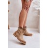 Low Women's Boots On Flat Heel Suede Lewski 3624 Beige - 3624 BEŻ B.WELUR