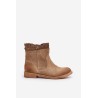 Low Women's Boots On Flat Heel Suede Lewski 3624 Beige - 3624 BEŻ B.WELUR