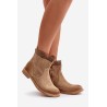 Low Women's Boots On Flat Heel Suede Lewski 3624 Beige - 3624 BEŻ B.WELUR