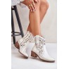 Women's Heeled Ankle Boots With Openwork Pattern Lewski 3394/2 Gold Distressed - 3394/2 ZŁOTY PRZECIER